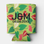 Kleurig flamingo bloespatroon blikjeskoeler (Achterkant)