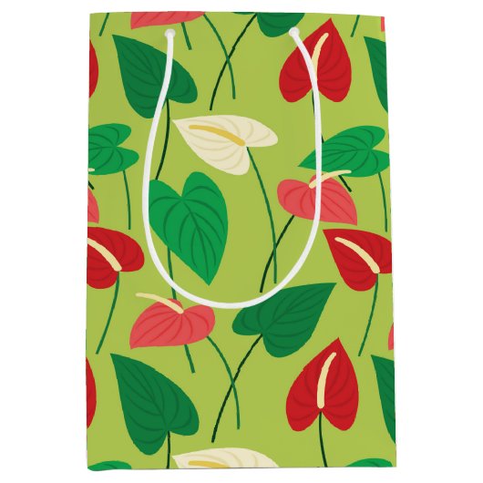 Kleurig flamingo bloespatroon medium cadeauzakje (Voorkant)