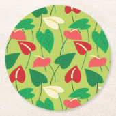Kleurig flamingo bloespatroon ronde kartonnen onderzetter (Voorkant)