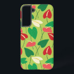 Kleurig flamingo bloespatroon samsung galaxy hoesje<br><div class="desc">Rode,  groene en witte flamingo bloemen patroon.</div>