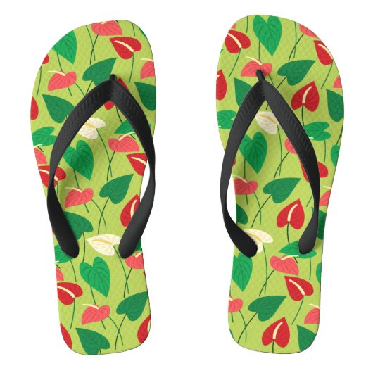 Kleurig flamingo bloespatroon teenslippers (Voetbed)
