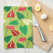 Kleurig flamingo bloespatroon theedoek (Quarter Fold)