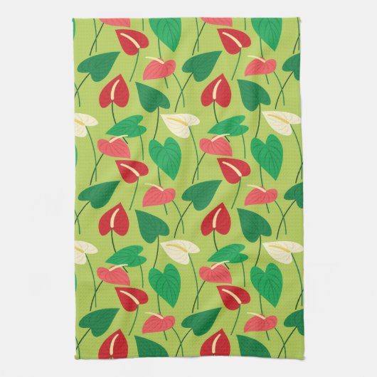 Kleurig flamingo bloespatroon theedoek (Verticaal)