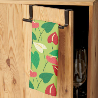 Kleurig flamingo bloespatroon theedoek