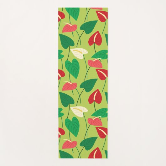Kleurig flamingo bloespatroon yoga mat (Voorkant)