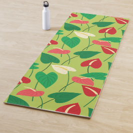 Kleurig flamingo bloespatroon yoga mat