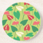 Kleurig flamingo bloespatroon zandsteen onderzetter (Voorkant)