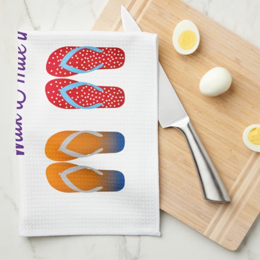 Kleurig flip Flop-ontwerp Theedoek (Quarter Fold)