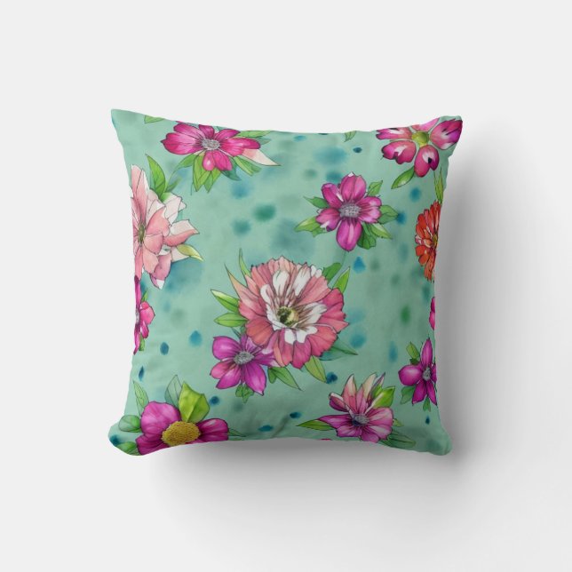 Kleurig Floral patroon Kussen (Voorkant)