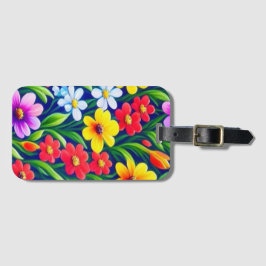 Kleurig floreel patroon bagagelabel