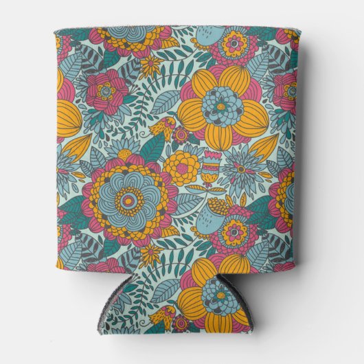 Kleurig floreel patroon blikjeskoeler (Voorkant)