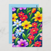 Kleurig floreel patroon briefkaart (Voorkant / Achterkant)