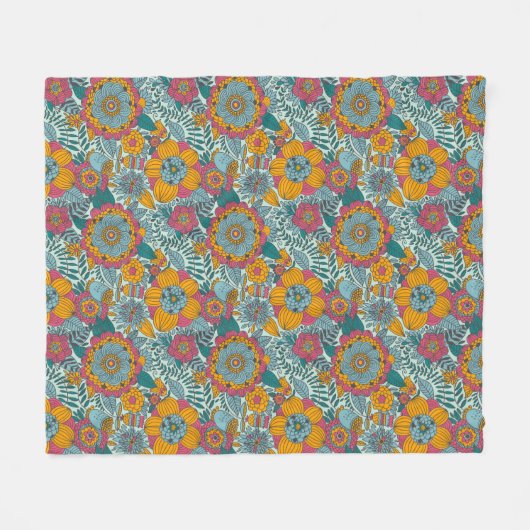 Kleurig floreel patroon fleece deken (Voorkant (Horizontaal))