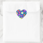 Kleurig floreel patroon hart sticker (Tas)