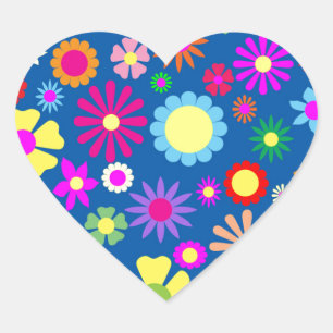 Kleurig floreel patroon hart sticker