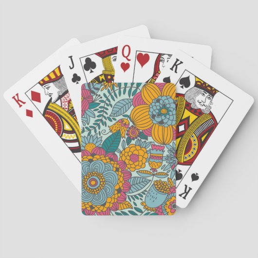 Kleurig floreel patroon pokerkaarten (Achterkant)