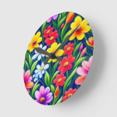 Kleurig floreel patroon ronde klok (Hoek)