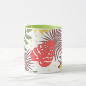 Kleurig floreel patroon Rood en geel op groen Mok (Midden)