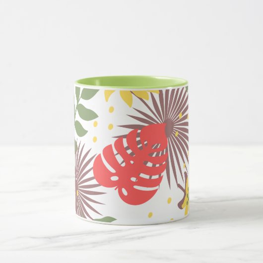 Kleurig floreel patroon Rood en geel op groen Mok (Midden)