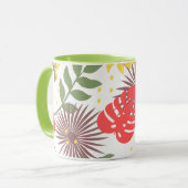 Kleurig floreel patroon Rood en geel op groen Mok (Voorkant links)