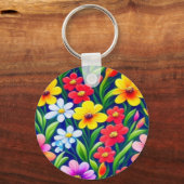 Kleurig floreel patroon sleutelhanger (Voorkant)