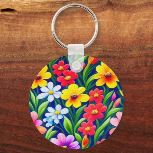 Kleurig floreel patroon sleutelhanger (Voorkant)