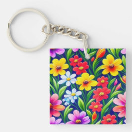 Kleurig floreel patroon sleutelhanger