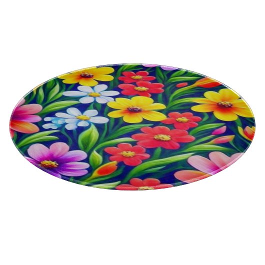 Kleurig floreel patroon snijplank (Hoek)