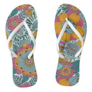 Kleurig floreel patroon teenslippers