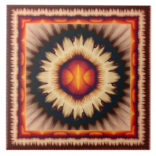 Kleurig floreel patroon tegeltje (Voorkant)