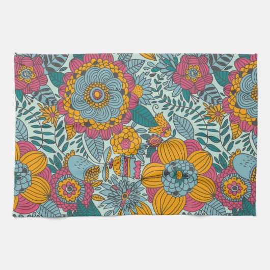 Kleurig floreel patroon theedoek (Horizontaal)