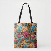 Kleurig floreel patroon tote bag (Voorkant)