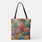 Kleurig floreel patroon tote bag (Achterkant)