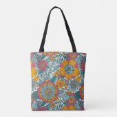 Kleurig floreel patroon tote bag (Achterkant)