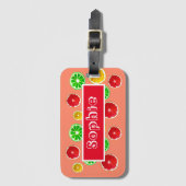 Kleurig fruitig vruchtpatroon bagagelabel (Voorkant (verticaal))