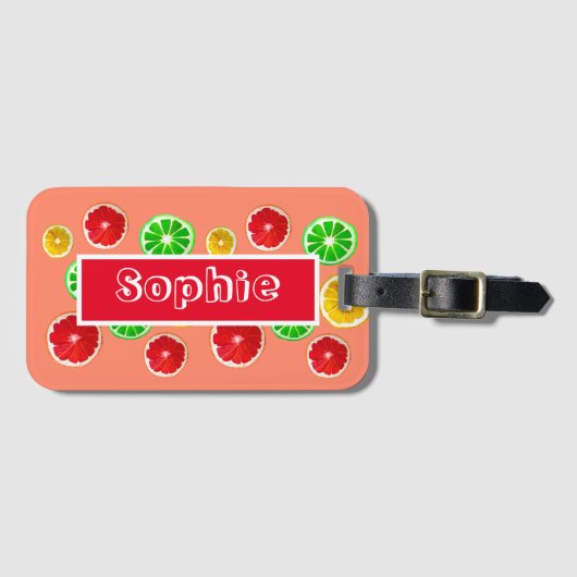 Kleurig fruitig vruchtpatroon bagagelabel (Voorkant (horizontaal))