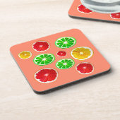 Kleurig fruitig vruchtpatroon bier onderzetter (Linkerzijde)