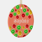 Kleurig fruitig vruchtpatroon keramisch ornament (Rechts)