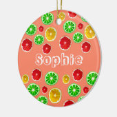 Kleurig fruitig vruchtpatroon keramisch ornament (Links)