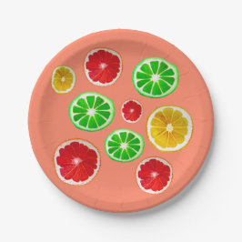 Kleurig fruitig vruchtpatroon papieren bordje