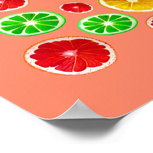 Kleurig fruitig vruchtpatroon poster (Hoek)