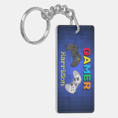 Kleurig gamervideospel, persoonlijk sleutelhanger (Voorkant Links)