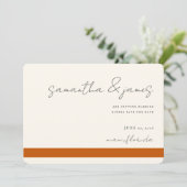 Kleurig gebrand Oranje stripes handgeschreven scri Save The Date (Staand voorkant)