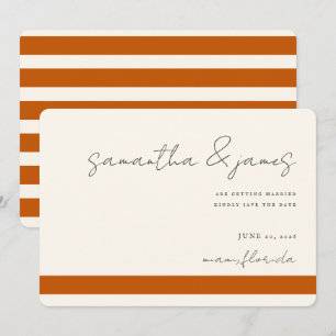 Kleurig gebrand Oranje stripes handgeschreven scri Save The Date