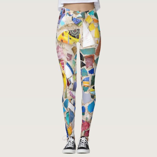 Kleurig gebroken afbeelding van de aardewand leggings (Voorkant)