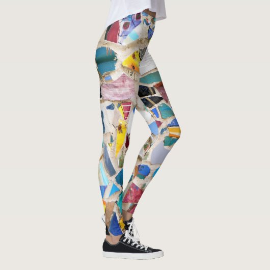 Kleurig gebroken afbeelding van de aardewand leggings (Rechts)