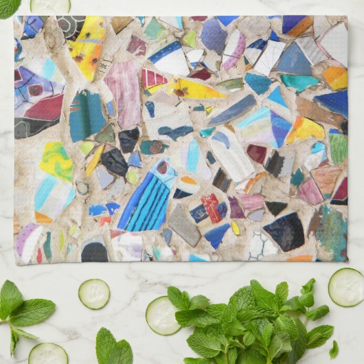 Kleurig gebroken afbeelding van de aardewand theedoek (Gevouwen)