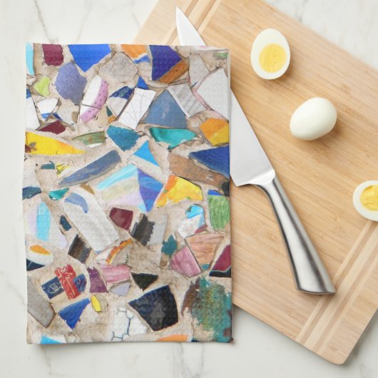 Kleurig gebroken afbeelding van de aardewand theedoek (Quarter Fold)