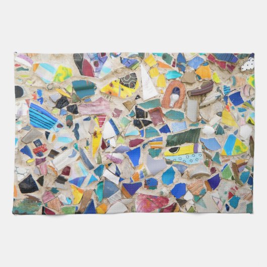 Kleurig gebroken afbeelding van de aardewand theedoek (Horizontaal)