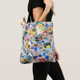 Kleurig gebroken afbeelding van de aardewand tote bag